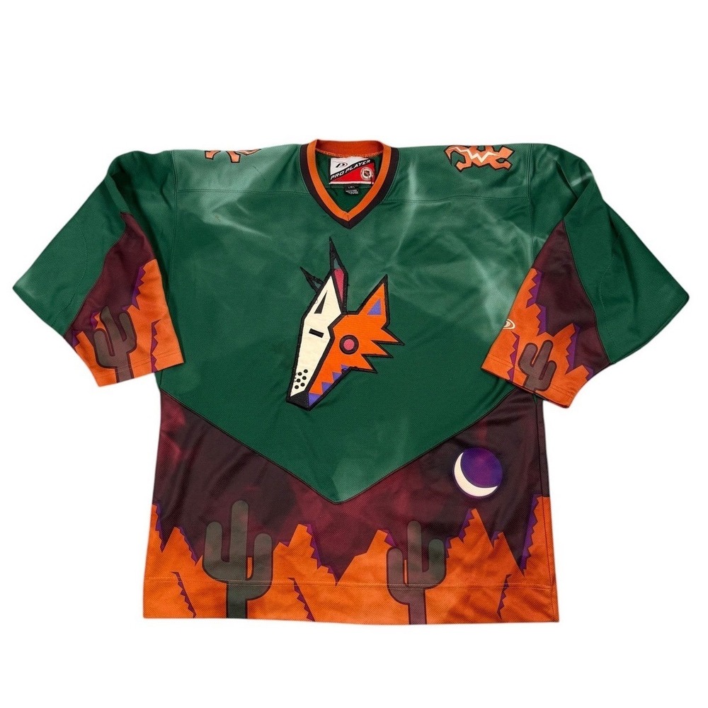Pro Player Phoenix Coyotes Hockey Jersey Mens Large Green Peyote NHL Vintage